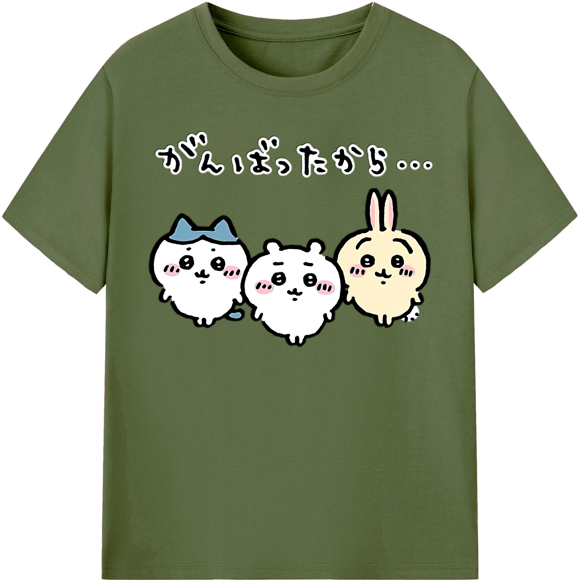 （画像用） ちいかわ ハチワレ Chii-kawa hachiware 綿100％半袖Tシャツ（フロントプリント）